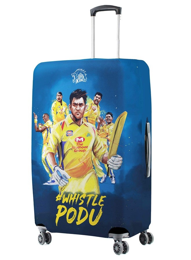 Nasher Miles X Chennai Super Kings (Csk) Polyester Blue Whistle Modern Podu 65 Cm (24 Inch) Medium Protective Luggage Cover - Image 1
